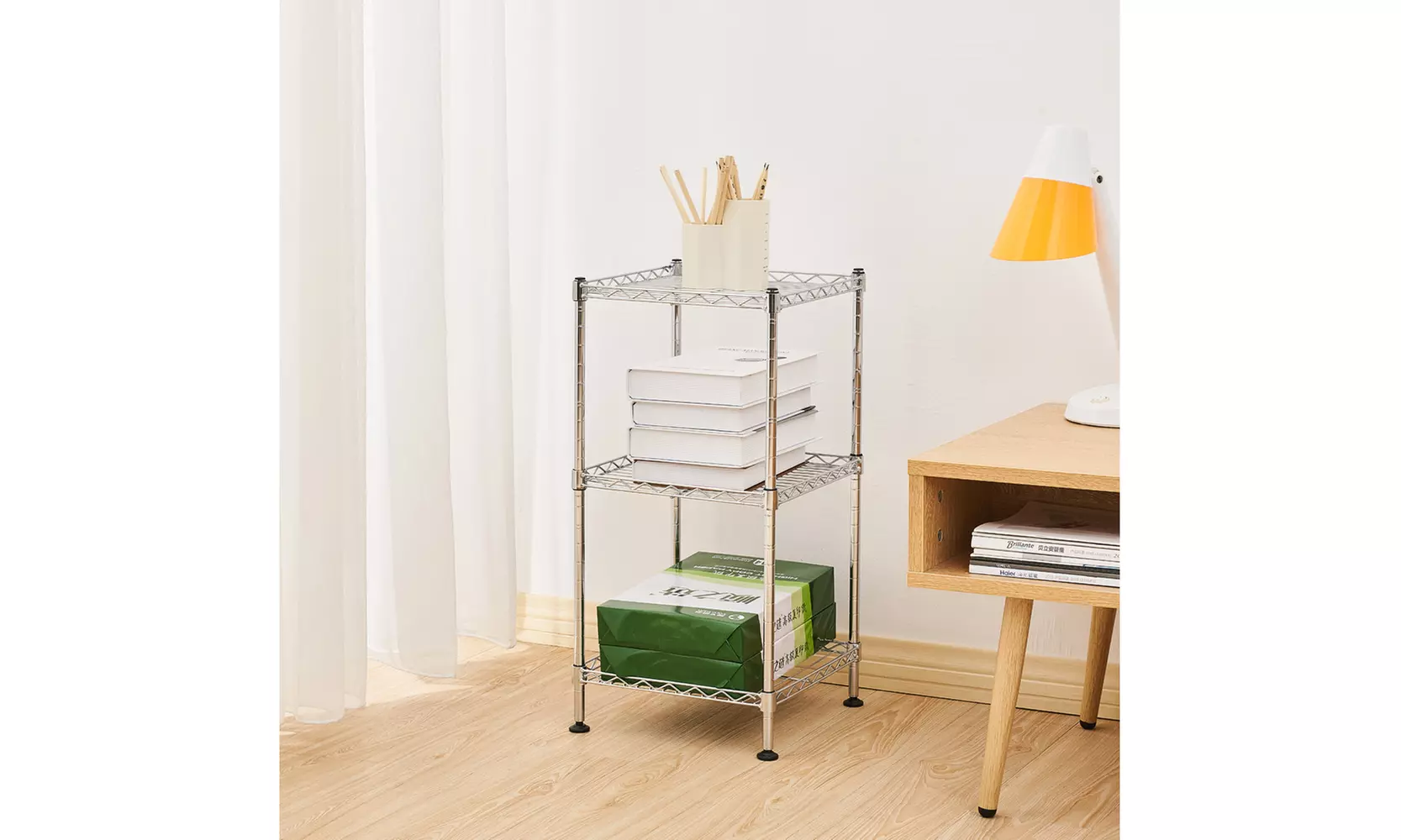 3 Tier Storage Shelves Metal Wire Shelving Unit Kitchen Cart - Primary Image