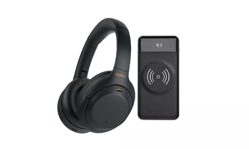 Sony WH-1000XM4 Wireless Noise Canceling Over-Ear Headphones (Black) Bundle - Primary Image