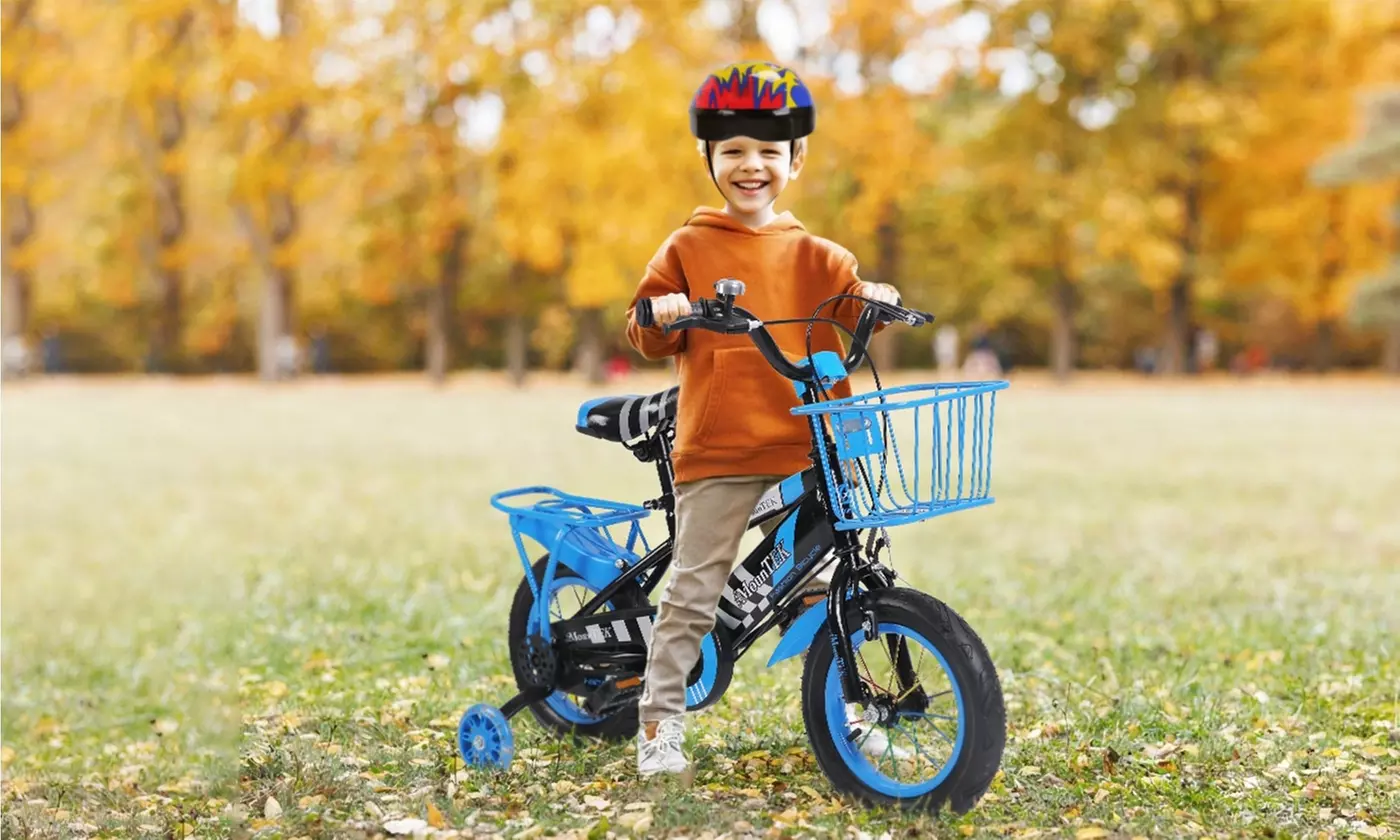 iMounTEK Kids' Bike with Helmet, Basket, Training Wheels and Chain Guard