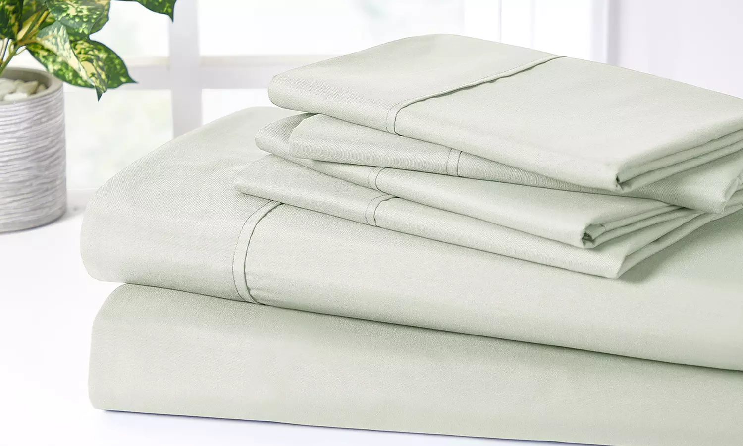 Bibb Home Bamboo 2000 Thread Count 6-Piece Chambray Heathered Sheet Set