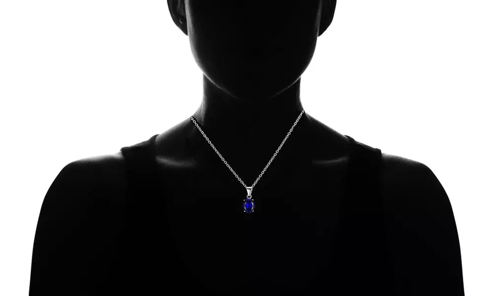 Sterling Silver 4.00 CTTW Sapphire Oval Cut Pendant Necklace