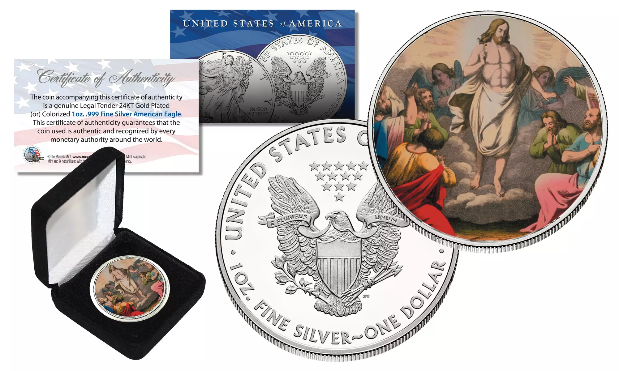 Jesus Christ "RESURRECTION" 1 oz .999 Silver American Silver Eagle Coin w/Box - Primary Image