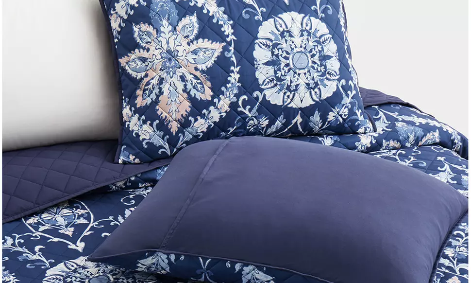 Peace Nest Soft Reversible Print Quilted Coverlet Set