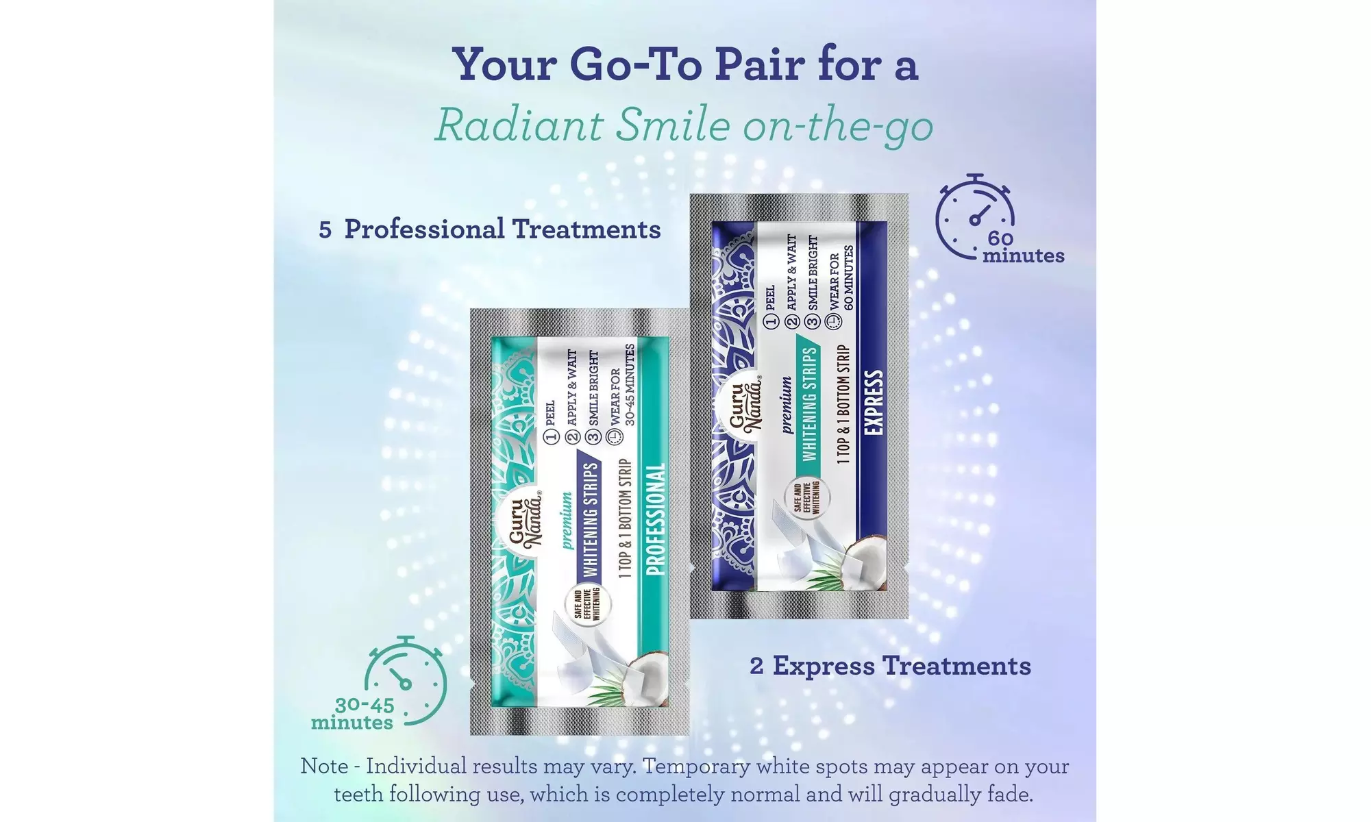 GuruNanda Teeth Whitening Strips - 7-Day or 16-Day Value Packs