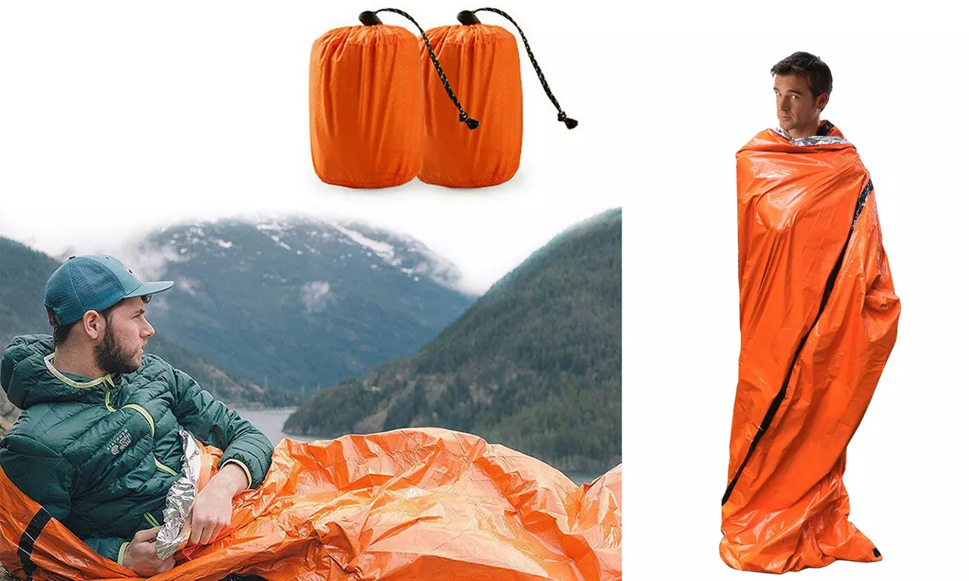 2-Pack Emergency Sleeping Bag Thermal Waterproof Survival Camping Travel Bag - Primary Image
