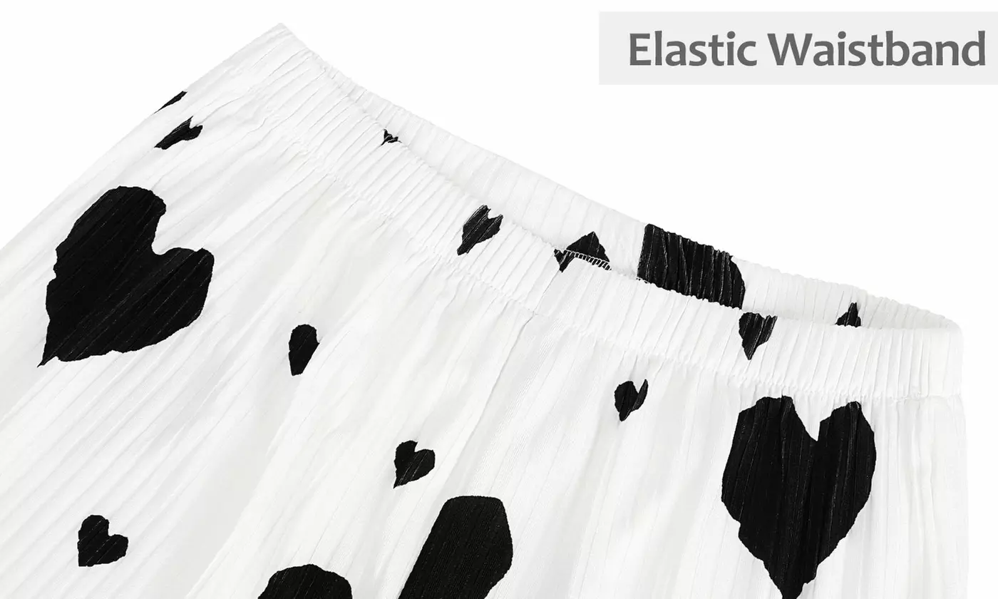 Women 2-Piece Cute Heart Print Pajama Set Cami Top & Shorts Summer Sleepwear