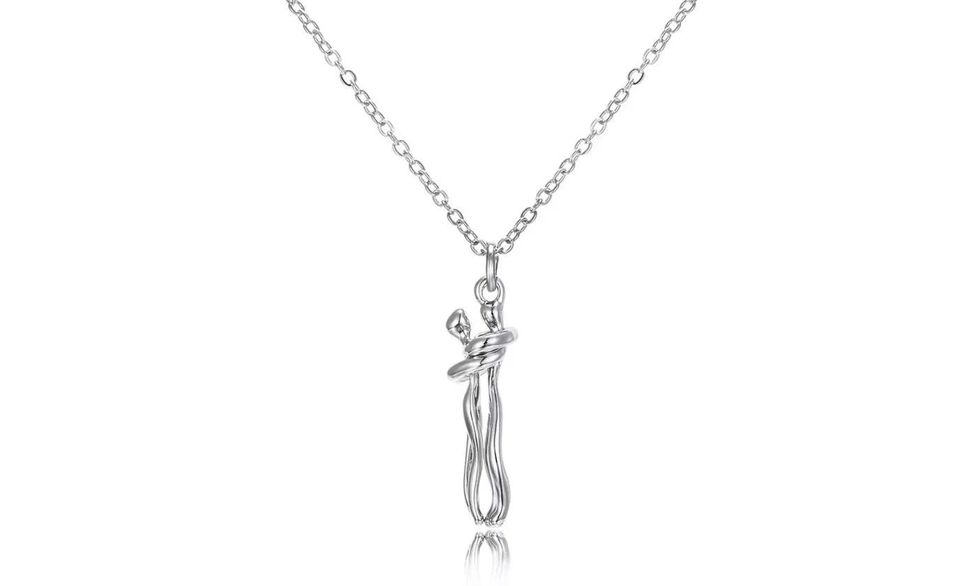 Two Lovers Affectionate Hug Necklace for Couples