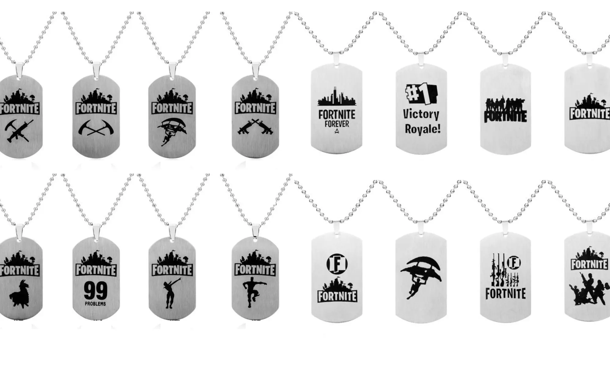  Fortnite Dog Tag Engraving Necklace Stainless Steel Gamer Necklace  - Primary Image