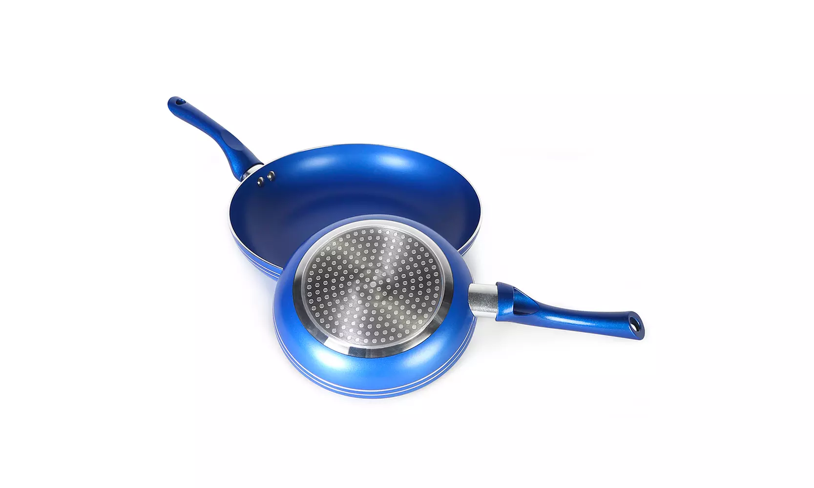 4 PCS Blue Non-Stick Cookware Set Including Frying Pan, Saucepot With Glass Lid - Second Medium