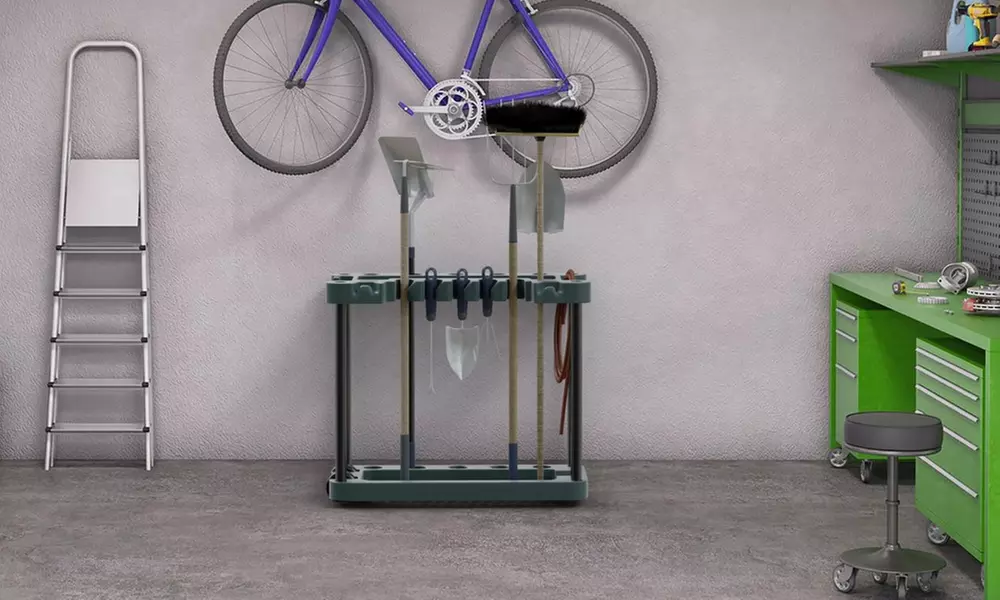 Stalwart Rolling Garden Tool Storage Rack Tower - Fits 40 Tools - Second Medium