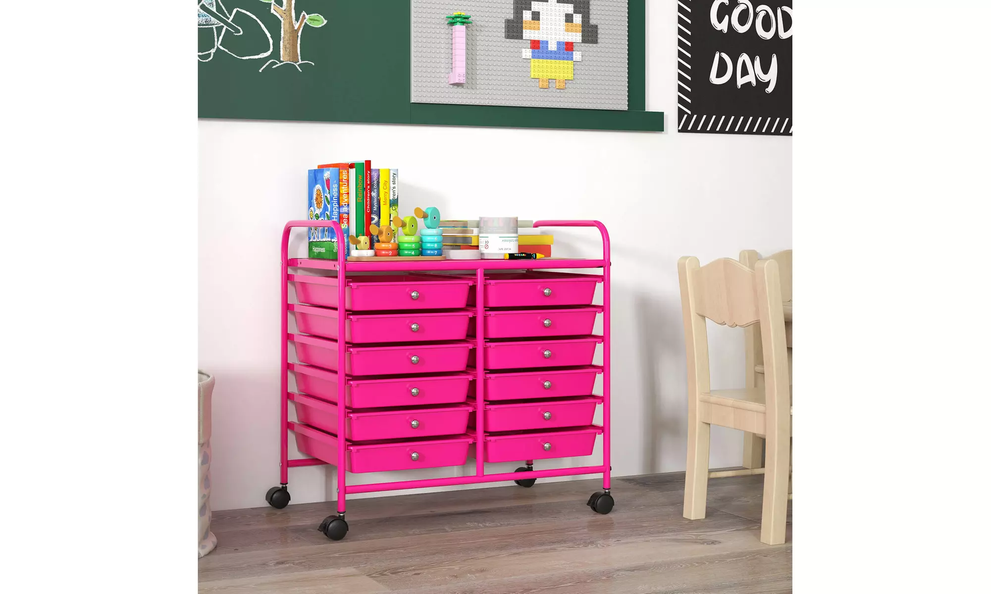 Costway 12 Drawers Rolling Cart Storage Scrapbook Paper Studio Organizer Bins