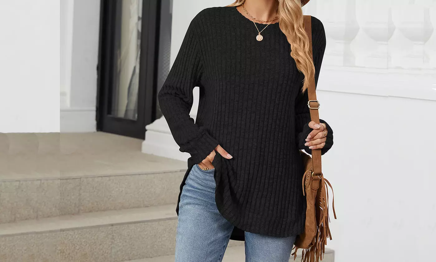 Women Fall Wintetr Casual Long Sleeve Tunic Sweaters Pullover Knit Jumper Tops
