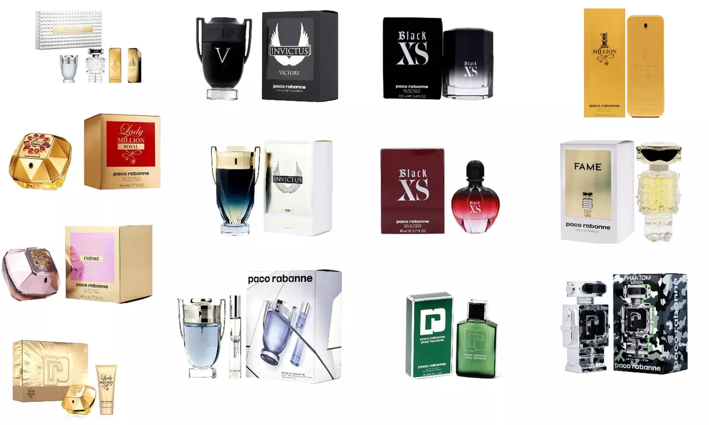 Paco Rabbane Invictus, Million, Fame, Phantom, or Black XS EDP EDT Men or Women