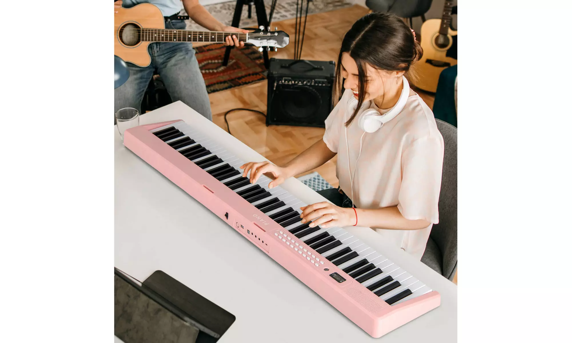 Costway 88 Key Folding Piano Keyboard with Wireless MIDI Dual Speakers