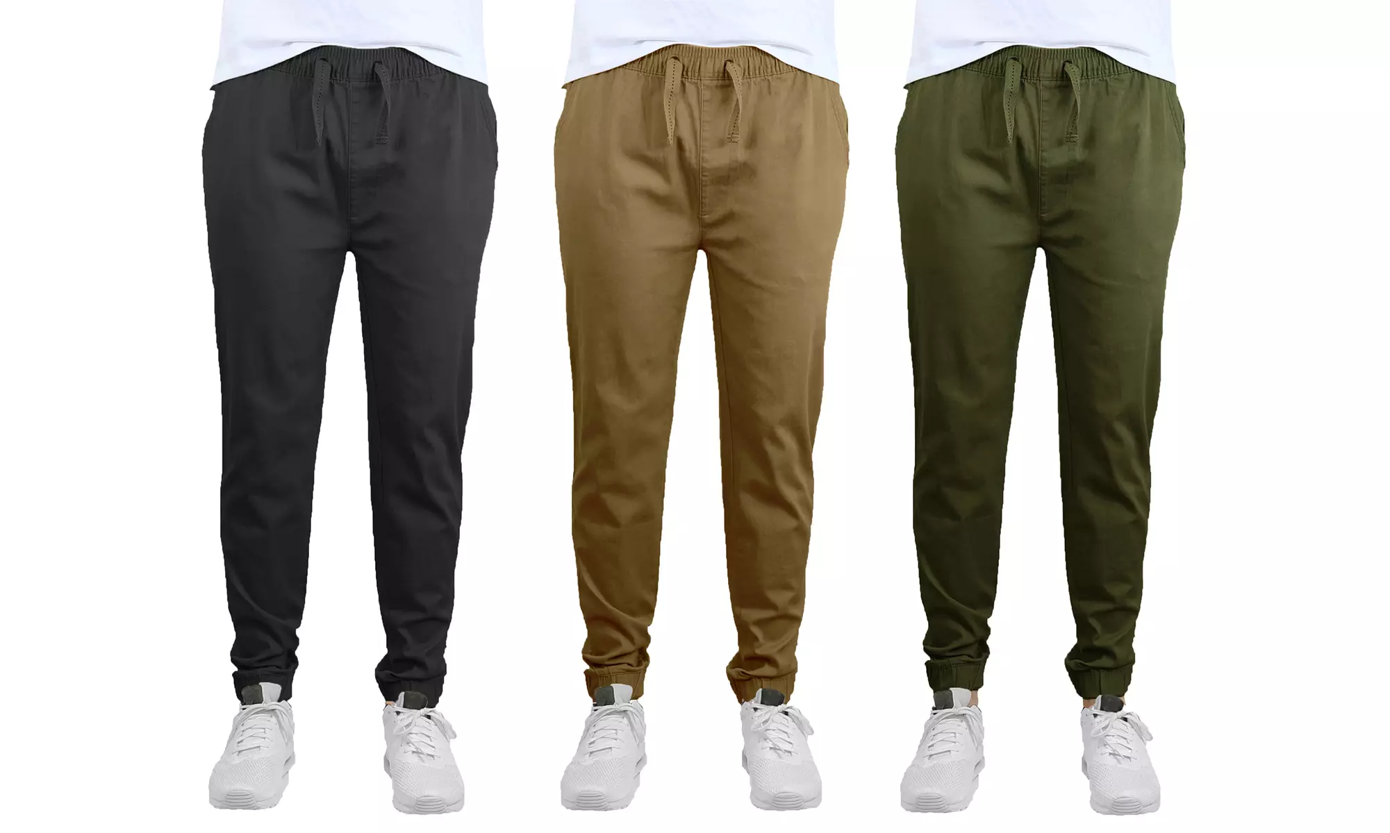3-Pack Galaxy By Harvic Men's Slim-Fit Stretch Twill Joggers (S-2XL)