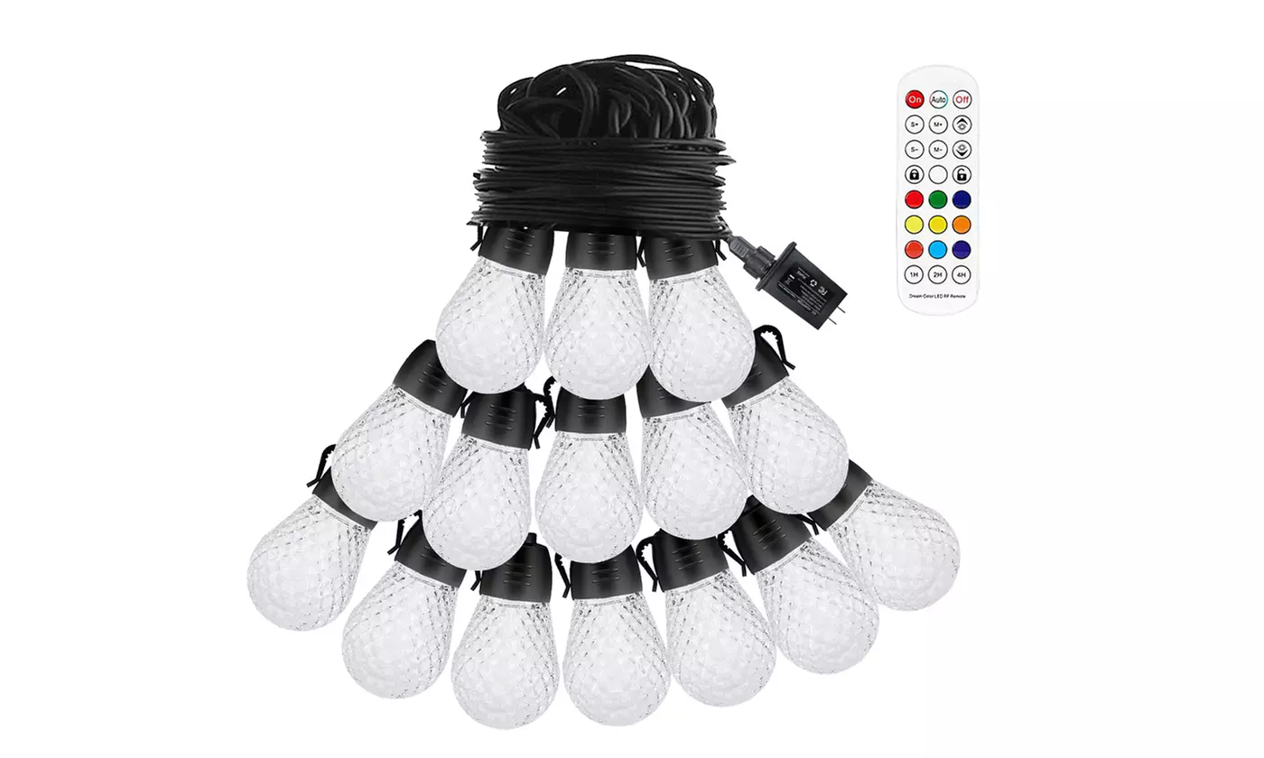 iMounTEK 52.5FT RGB Outdoor String Lights 15-LED Color Changing w/ Remote & App