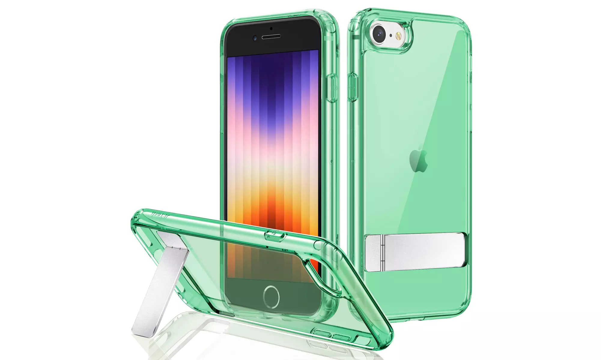 3-Way Metal Kickstand Case for Apple iPhone SE 3/2, iPhone 8/7, Bumper Cover