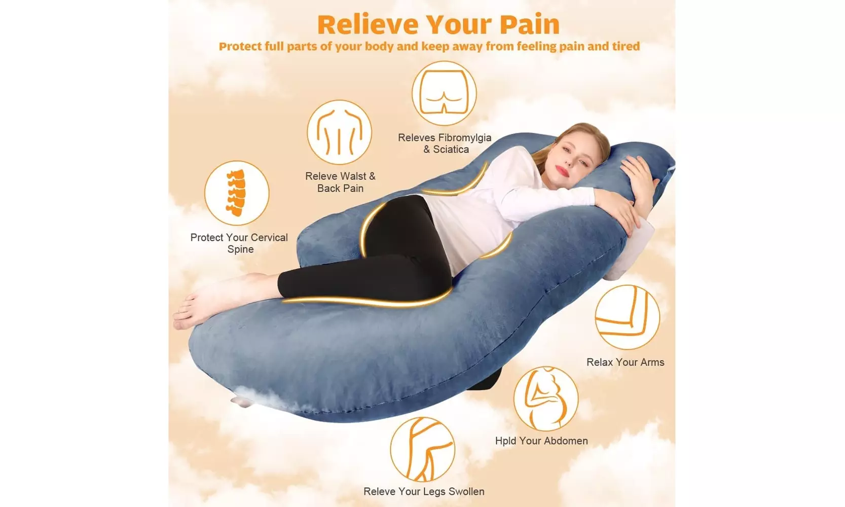 U Shaped Body Pillow 2-in-1 Pregnant Pillows for Sleeping Full Body Pillow - Primary Image