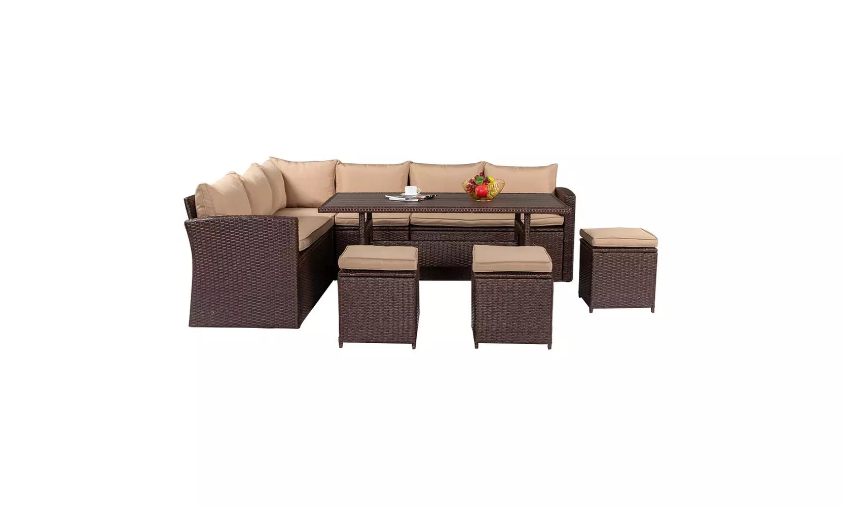 8 Pieces Patio Furniture Set with 2 Storage & Soft Cushions - Primary Image