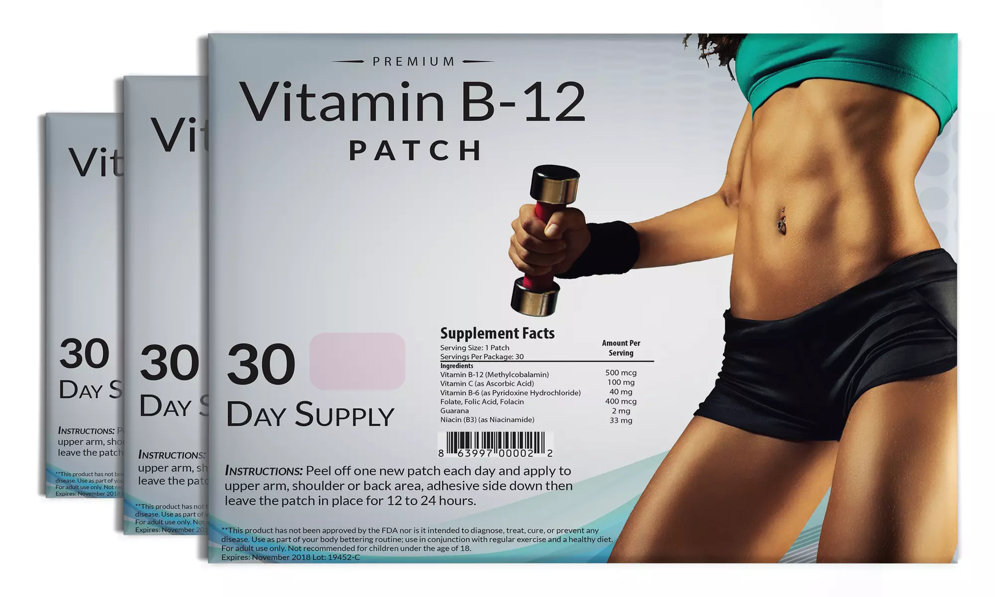 Vitamin B12 & Guarana Slim Patches (30-Per Pack) - Primary Image