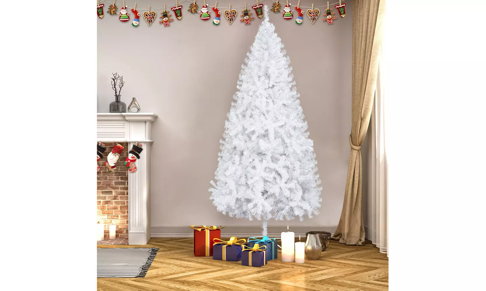  Christmas Tree 7FT Iron Leg White Christmas Tree with 950 Branches