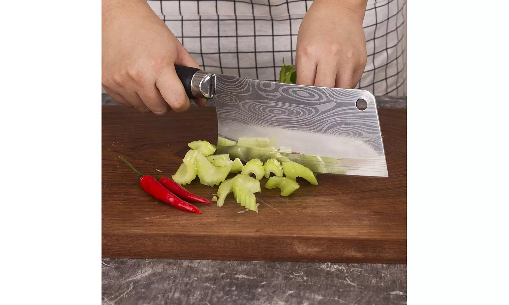 7 Inch Vegetable Meat Cleaver Knife Chinese Chef Chopping Knife Laser Pattern - Second Medium