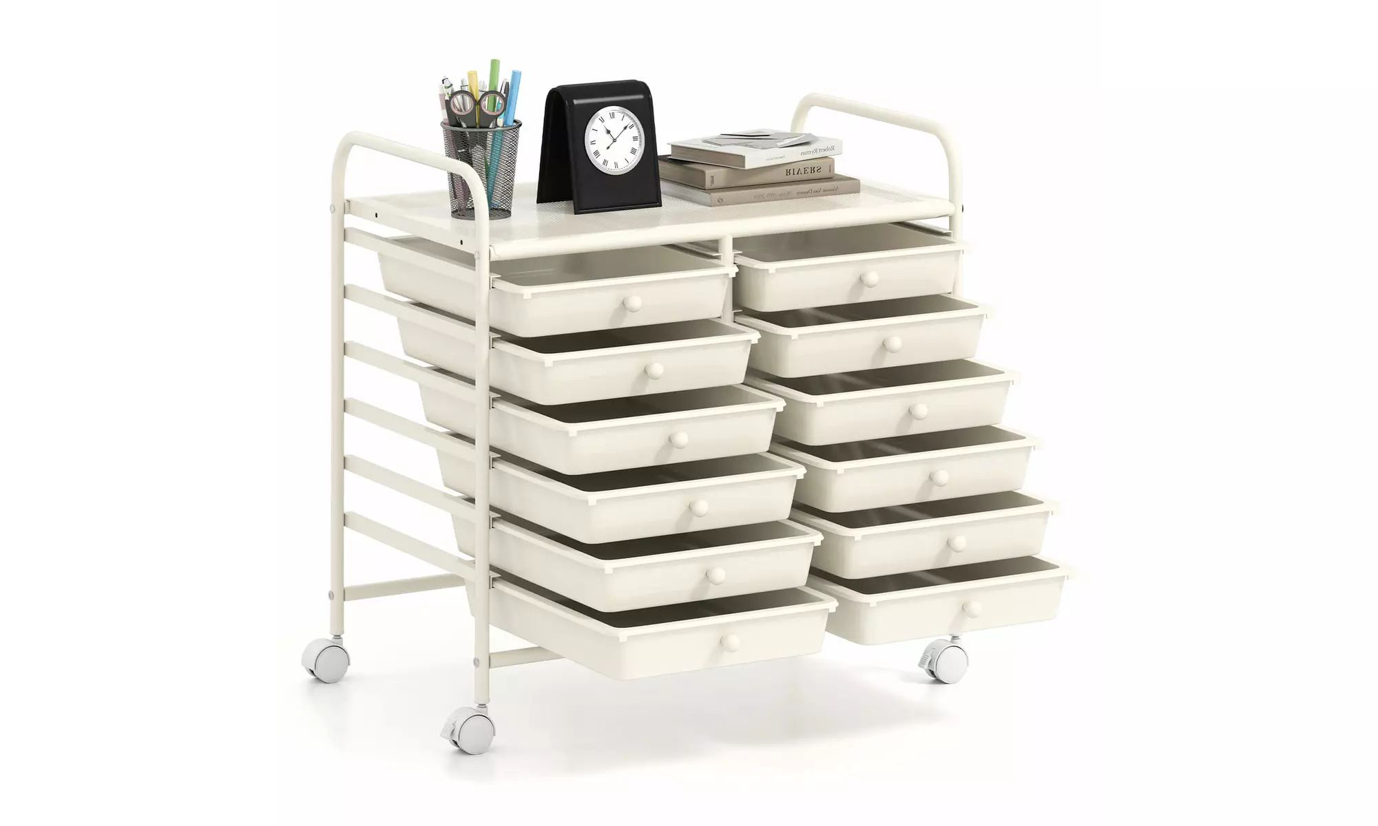 Costway 12 Drawers Rolling Cart Storage Scrapbook Paper Studio Organizer Bins