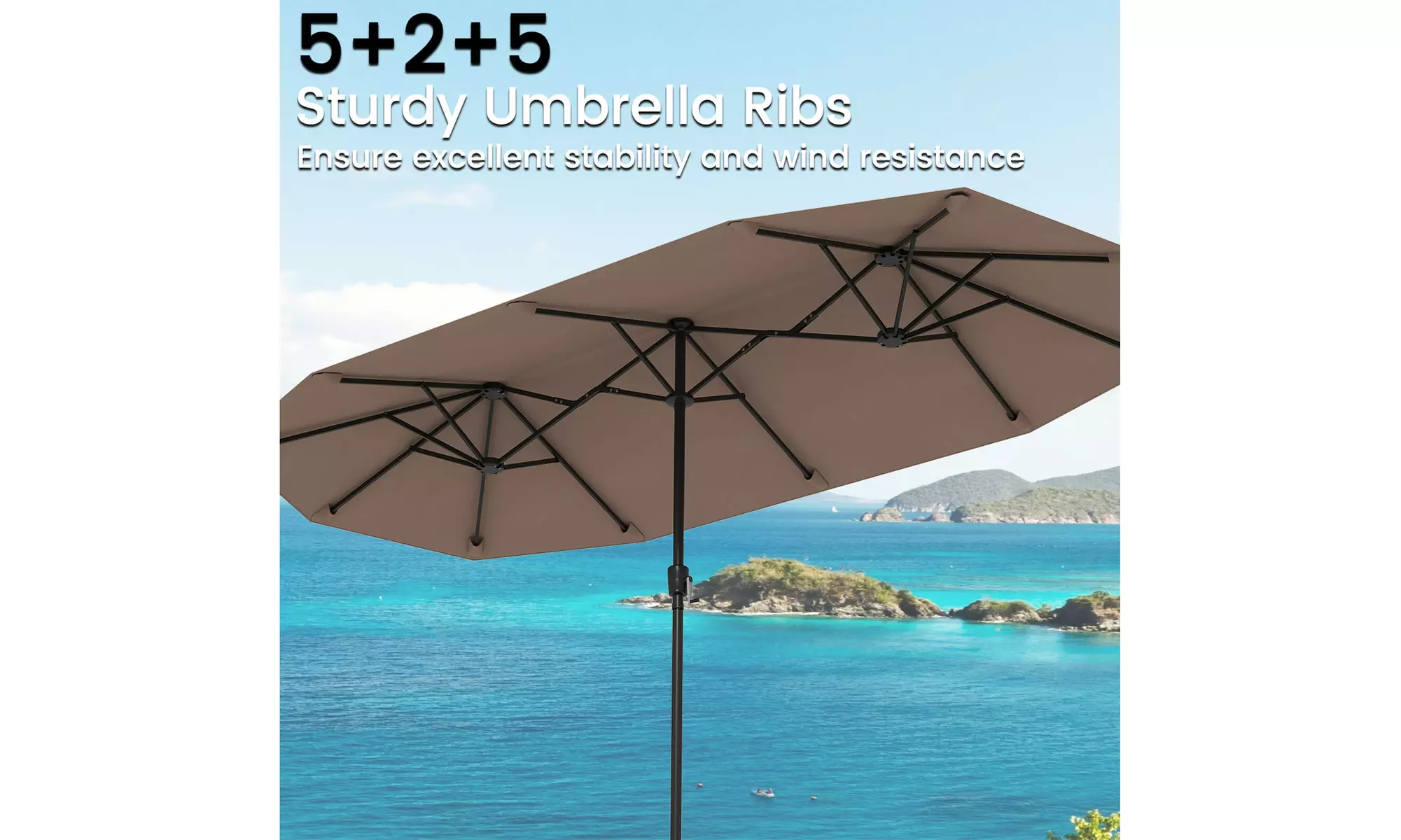 Costway 13ft Outdoor Double-Sided Table Umbrella with Optional LED Lights