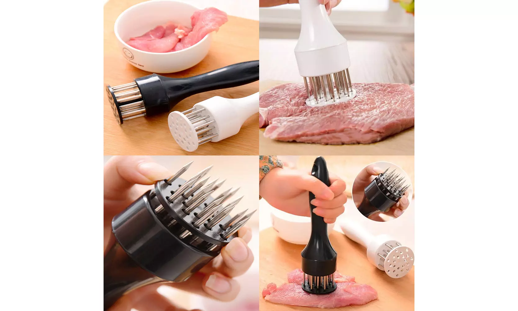 US 1-2 Pcs Professional Meat Tenderizer with Meat Sharp Stainless Steel Needle