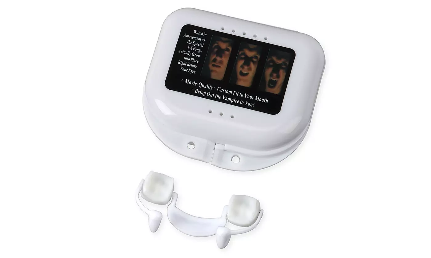 4 Sets Reusable Halloween Retractable Vampire Fangs White Plastic Zombie Teeth