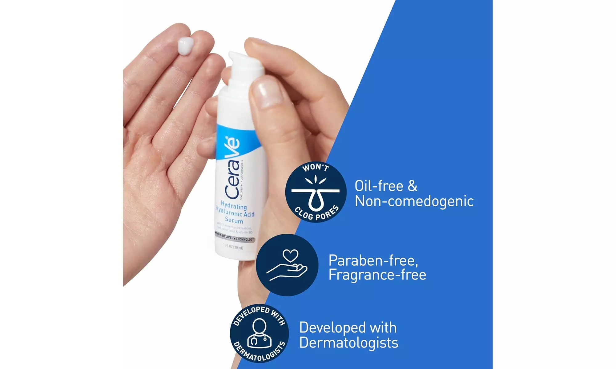 Cerave Hyaluronic Acid Serum for Face with Vitamin B5 1 Oz