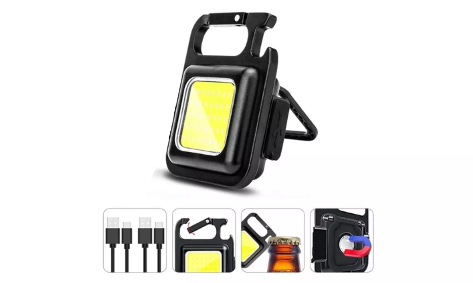 Rechargeable COB Keychain Flashlights with Bottle Opener