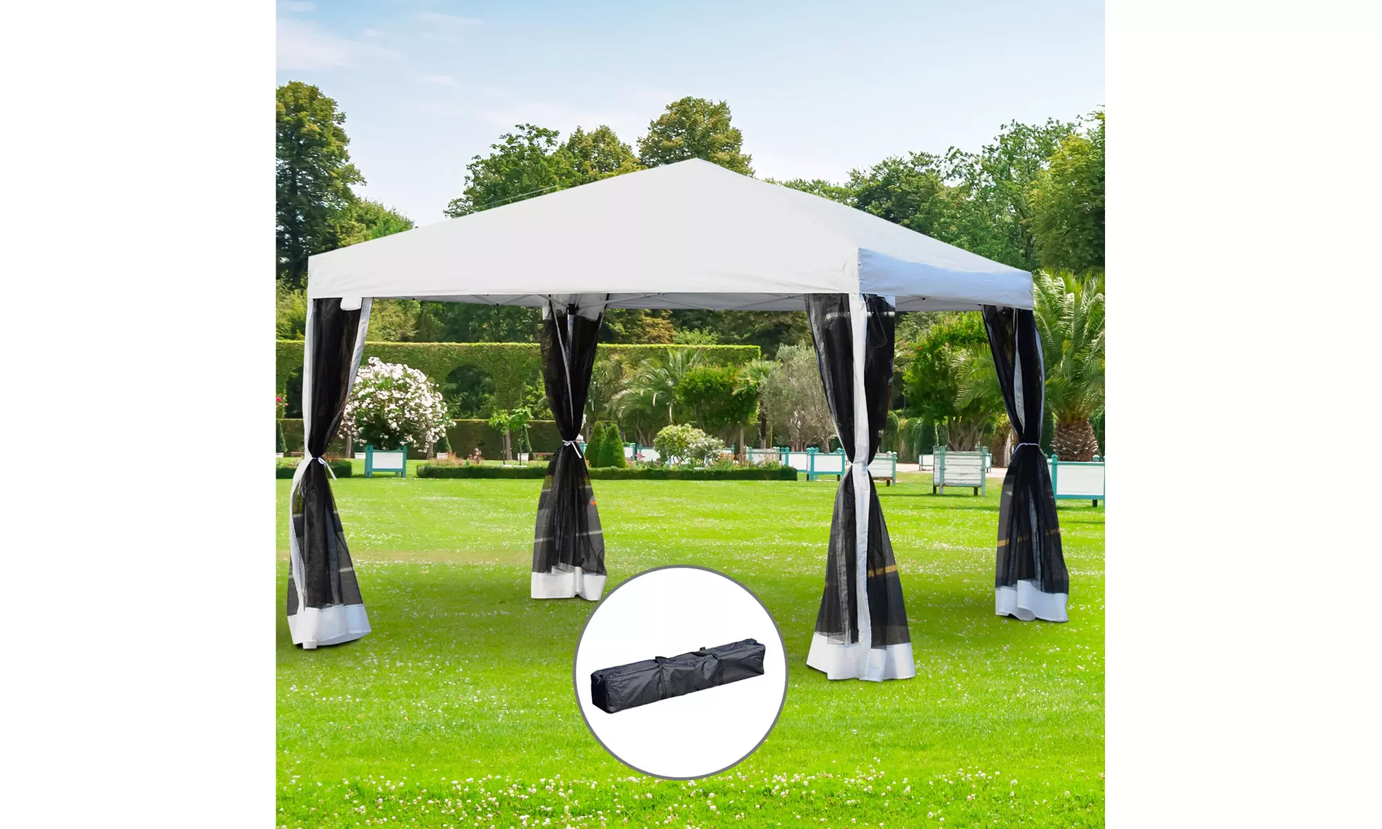 Outdoor Mesh Silver 10x10 EZ Pop Up Party Wedding Tent Patio Gazebo Canopy - Primary Image