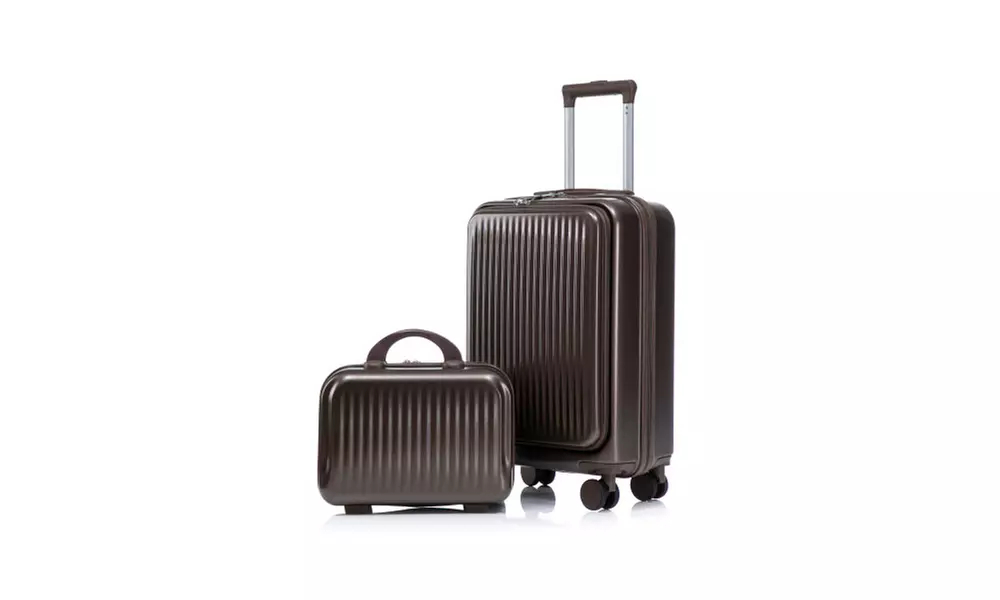 Lightweight 2-Piece Hardside Set with Carryon Front Pocket & USB Port