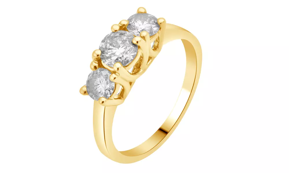 2.00 cttw Round Diamond 3 Stone Ring 14K Solid Gold Jewelry for Women Girls Mom - Primary Image