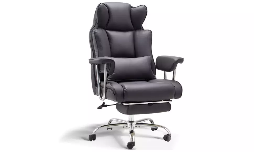 Executive Reclining Office Chair with Extendable Footrest – High Back Padded Desk Chair for Home Office