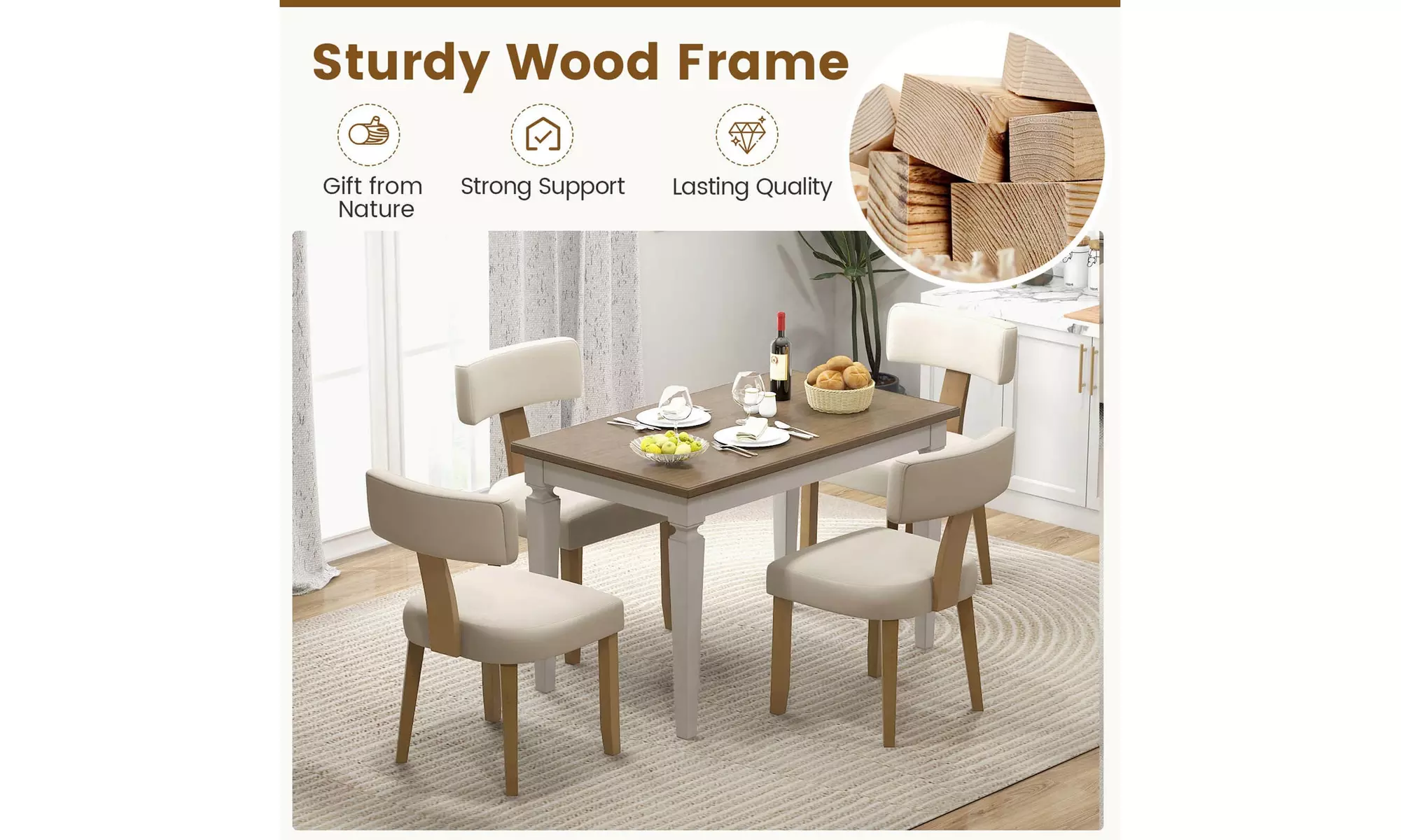 Costway 2/4 PCS Armless Dining Chairs w/ Curved Backrests & Padded Seat Cushions
