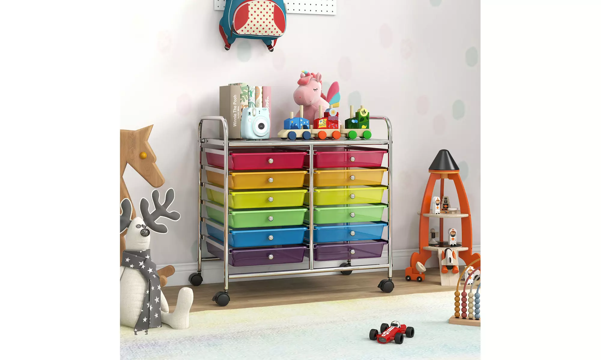 Costway 12 Drawers Rolling Cart Storage Scrapbook Paper Studio Organizer Bins