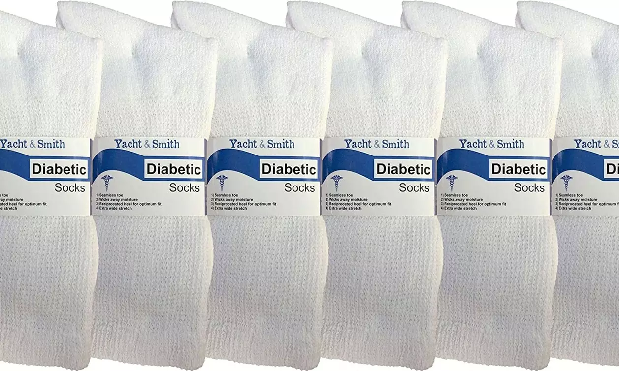 Yacht & Smith 6 Pairs Mens Ring Spun Cotton Crew Diabetic Nephropathy Socks