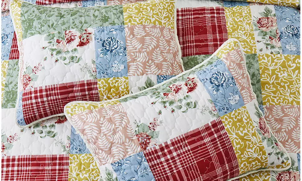 Peace Nest Soft Reversible Print Quilted Coverlet Set