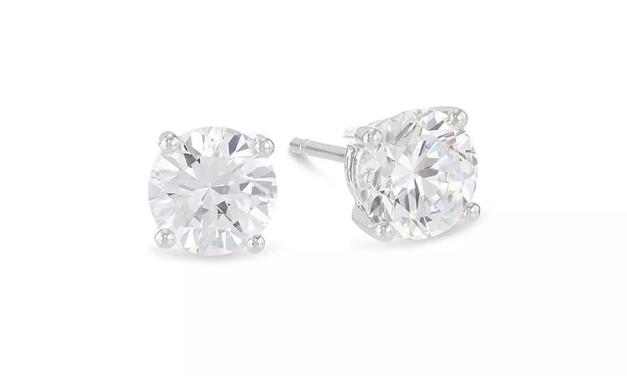 14k White Gold Solitaire Diamond Earrings, 1/2 Ct