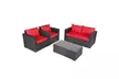 Kinbor 4 Pcs PE Rattan Sofa Set Outdoor Lawn Patio Sectional Sofa Furniture - Second Medium