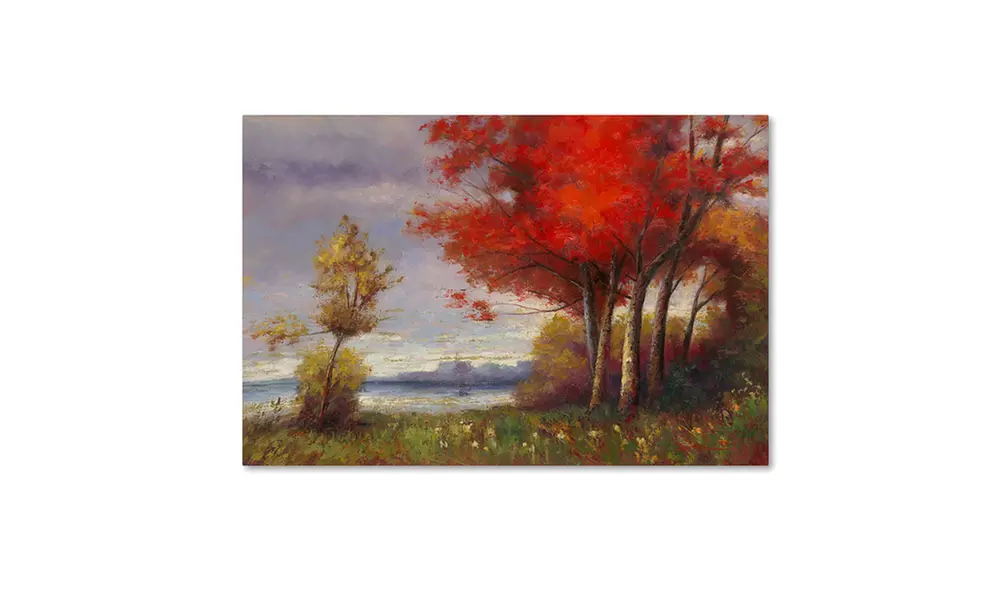 Daniel Moises 'Landscape with Red Trees' Canvas Art - Primary Image
