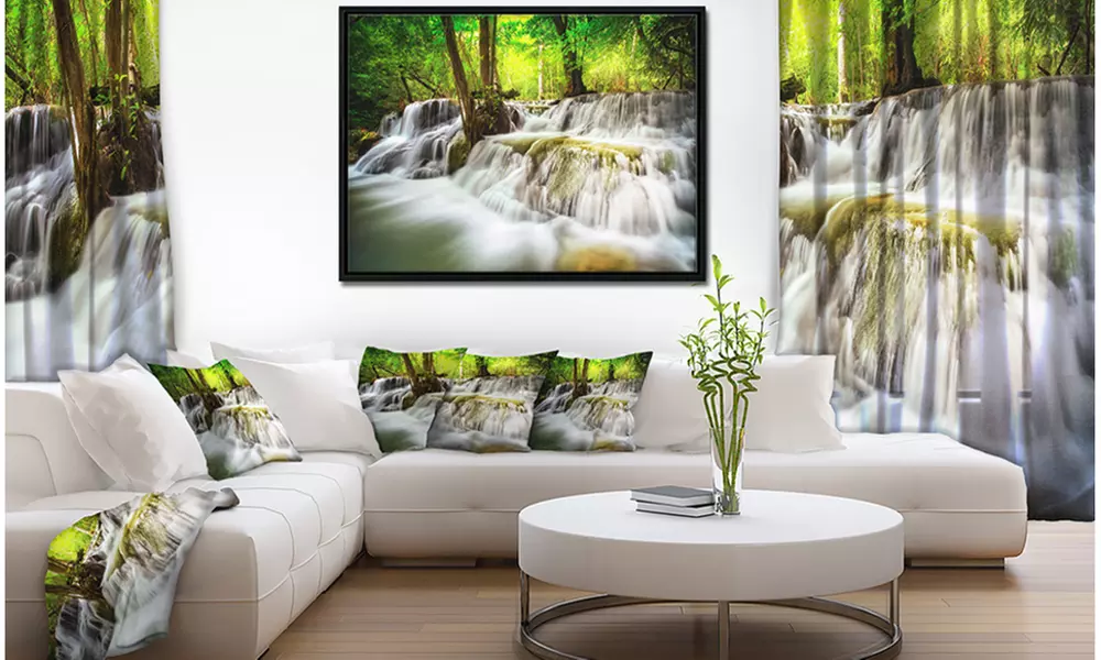 Erawan Waterfall - Landscape Photo Framed Canvas Art Print - Primary Image