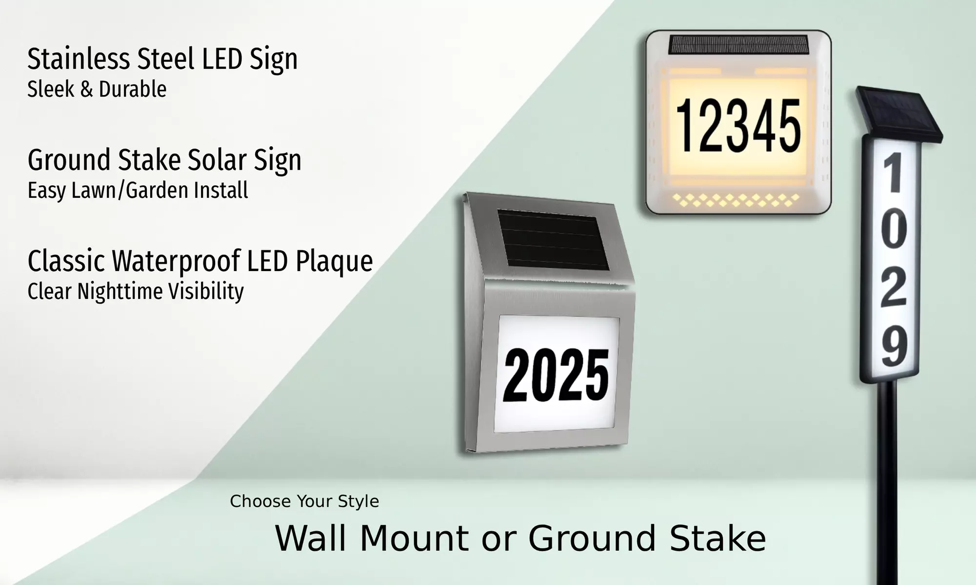 Solar LED House Address Sign with Custom Numbers