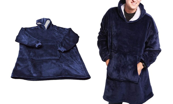 Warm Blend Fleece Jacket Sweatshirt Reversible Hooded Robe Blanket