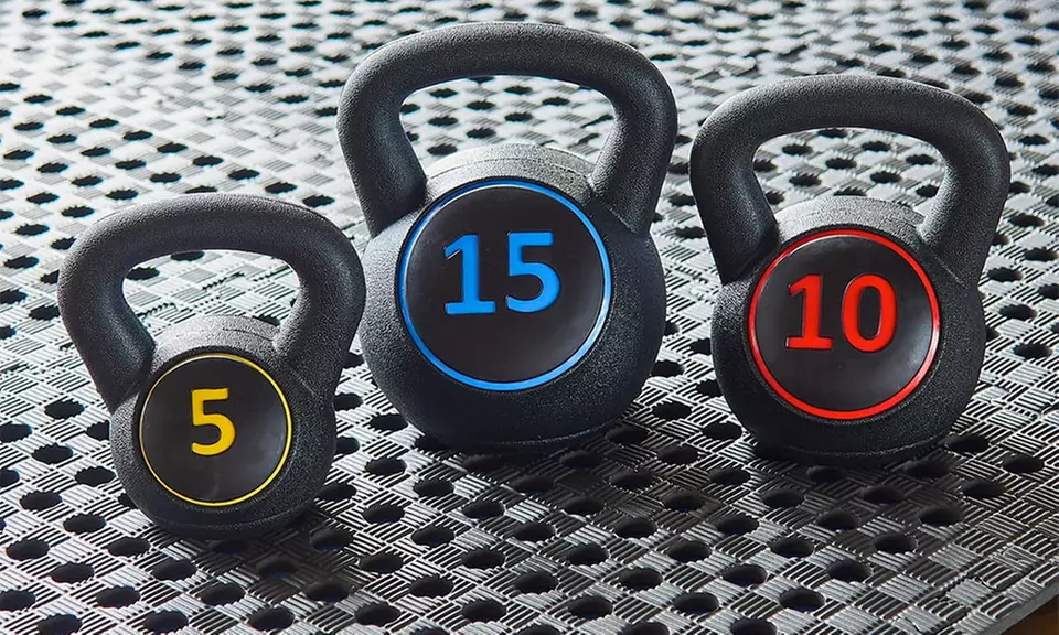 3-Piece Kettlebell Set with Storage Rack - Primary Image