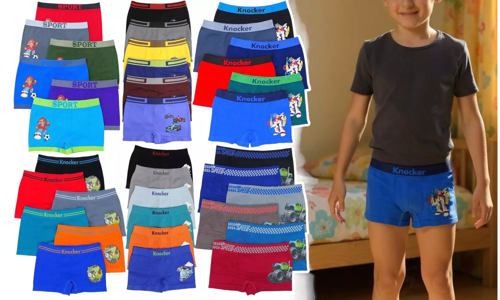 Boys' Multi-Pack Of Random Assortment Boxer Brief Trunks Underwear