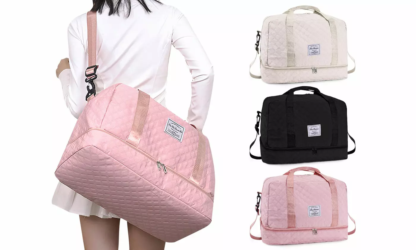 Travel Duffel Bag Weekender Bags Carry On Overnight Bag with Shoe Compartment