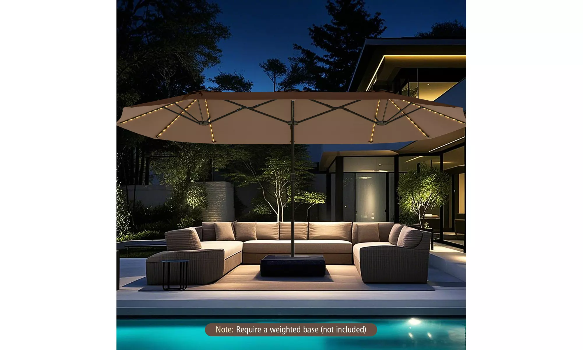 Costway 15.5 FT Extra-Large Patio Umbrella with LED Solar Lights